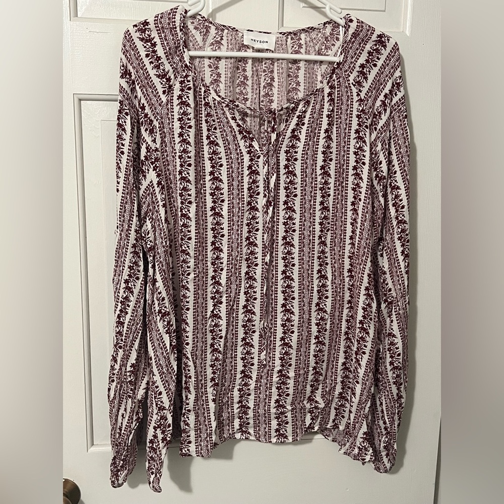 Long Sleeve Relaxed Blouse with Mandarin Collar